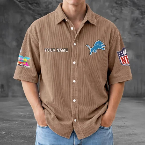 [HOT DEAL] NEW CUSTOMIZED NFL04 DTL DETROIT LIONS SEERSUCKER BUTTON SHIRT