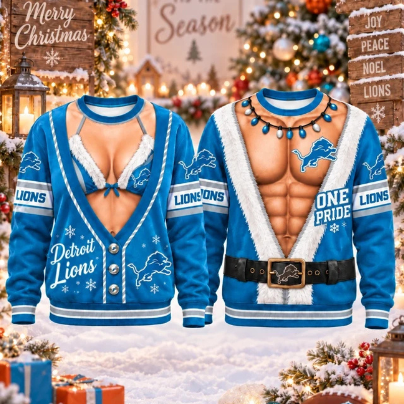 [SPECIAL OFFER] NEW CUSTOMIZED NFL04 DTL DETROIT LIONS CHRISTMAS UNISEX SWEATSHIRT