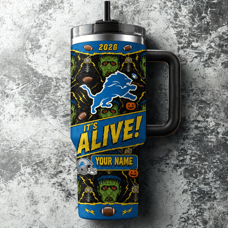[SPECIAL OFFER] NEW CUSTOMIZED NFL04 DTL DETROIT LIONS HALLOWEEN  40OZ TUMBLER