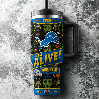 [SPECIAL OFFER] NEW CUSTOMIZED NFL04 DTL DETROIT LIONS HALLOWEEN  40OZ TUMBLER