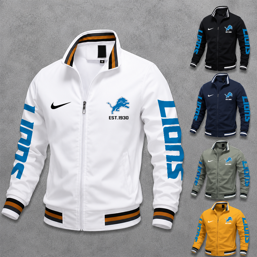 [SPECIAL OFFER] NEW CUSTOMIZED NFL04 DTL DETROIT LIONS MEN'S CASUAL JACKET