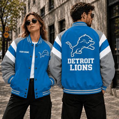 [SPECIAL OFFER] NEW CUSTOMIZED NFL04 DTL DETROIT LIONS SATIN VARSITY & BASEBALL JACKET