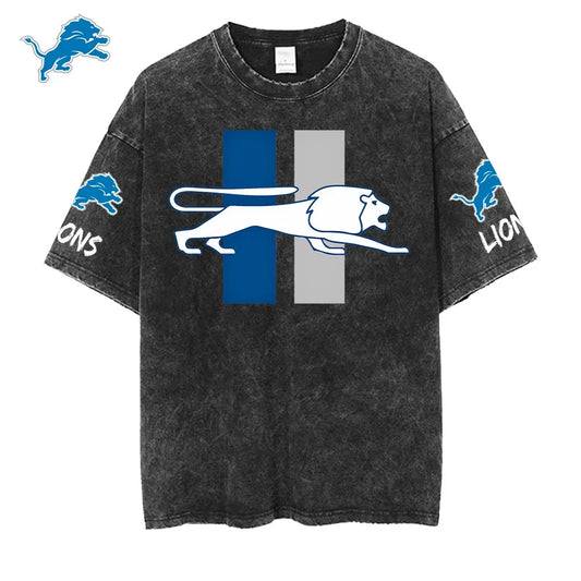 [SPECIAL OFFER] NEW CUSTOMIZED NFL04 DTL DETROIT LIONS MULTICOLOR WASHED TEE