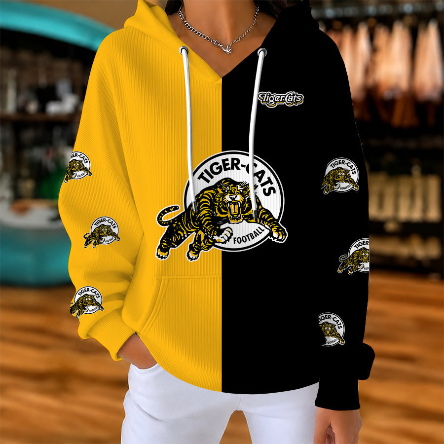 [FAN EXCLUSIVE] NEW CUSTOMIZED CFL04 HAM HAMILTON TIGER-CATS STRAPPY RIBBED HOODIE & SWEATSHIRT