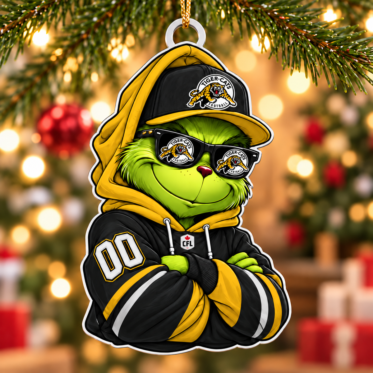 [FAN EXCLUSIVE] NEW CUSTOMIZED CFL04 HAM HAMILTON TIGER-CATS CHRISTMAS ACRYLIC ORNAMENT