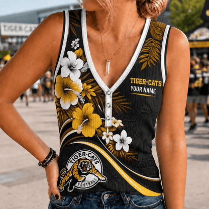 [FAN EXCLUSIVE] NEW CUSTOMIZED CFL04 HAM HAMILTON TIGER-CATS WOMEN'S V-NECK TANK TOP