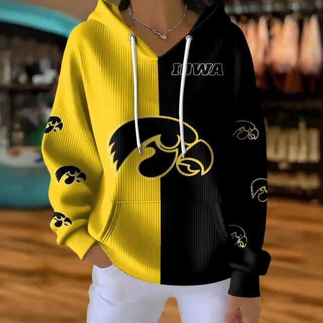 [FAN FAVORITE] NEW CUSTOMIZED NCAA CFH04 IWH IOWA HAWKEYES RIBBED HOODIE & SWEATSHIRT