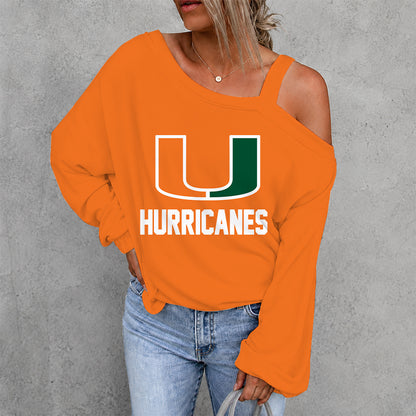 [FAN FAVORITE] NEW CUSTOMIZED NCAA CWS04 MIH MIAMI HURRICANES DROP SHOULDER SWEATSHIRT