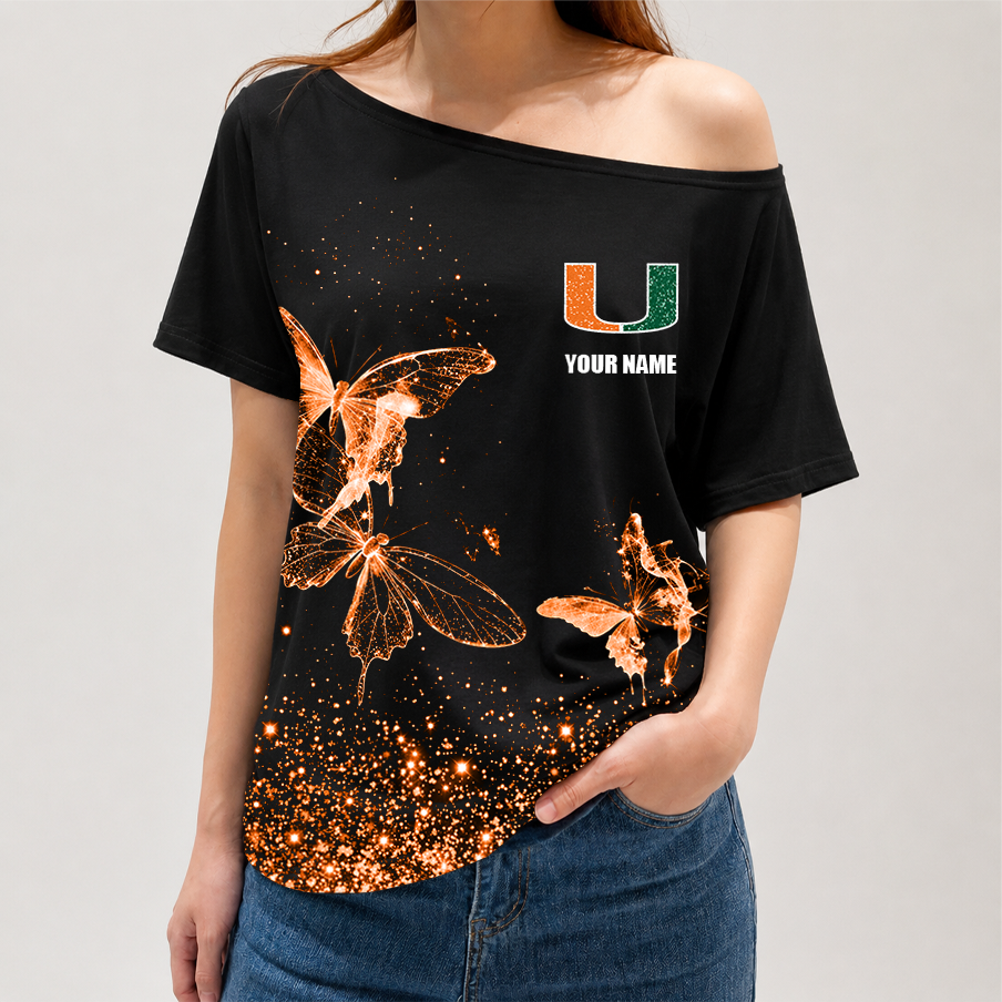 [FAN FAVORITE] NEW CUSTOMIZED NCAA CWS04 MIH MIAMI HURRICANES OFF-SHOULDER SHIRT