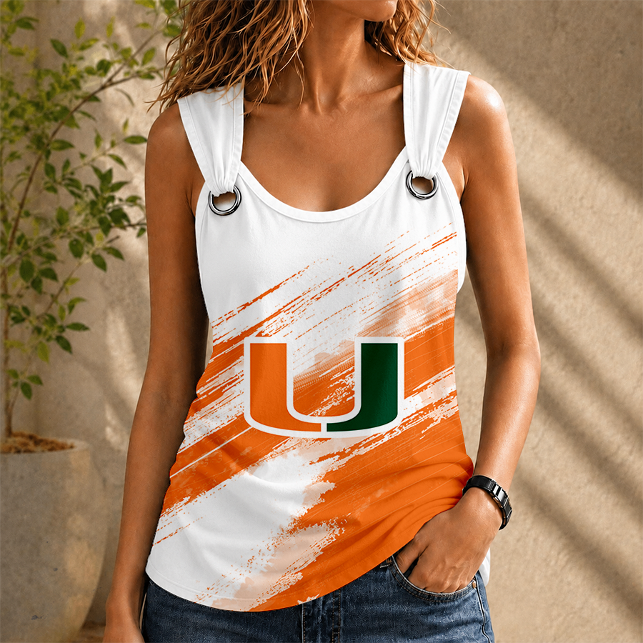 [FAN FAVORITE] NEW CUSTOMIZED NCAA CWS04 MIH MIAMI HURRICANES O-RING SHOULDER TANK TOP