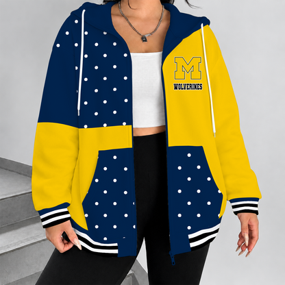 [FAN FAVORITE] NEW CUSTOMIZED NCAA MFF04 MIW MICHIGAN WOLVERINES STRAPPY ZIP HOODIE