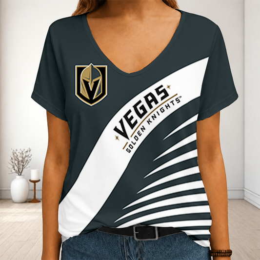 [SUPER SALE] NEW CUSTOMIZED NHL04 VGK VEGAS GOLDEN KNIGHTS V-NECK FEMALE SHIRT