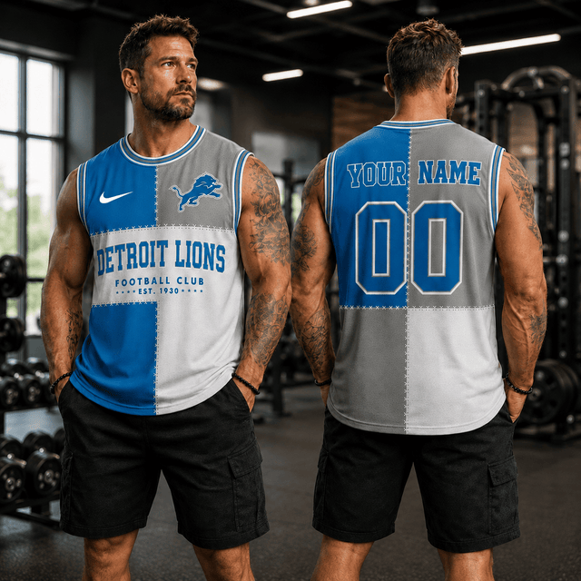 [SPECIAL OFFER] NEW CUSTOMIZED NFL04 DTL DETROIT LIONS MEN'S GYM SHIRT