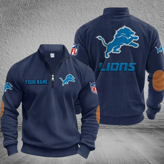 [SPECIAL OFFER] NEW CUSTOMIZED NFL04 DTL DETROIT LIONS MULTICOLOR STRIPED QUATER ZIP SWEATSHIRT