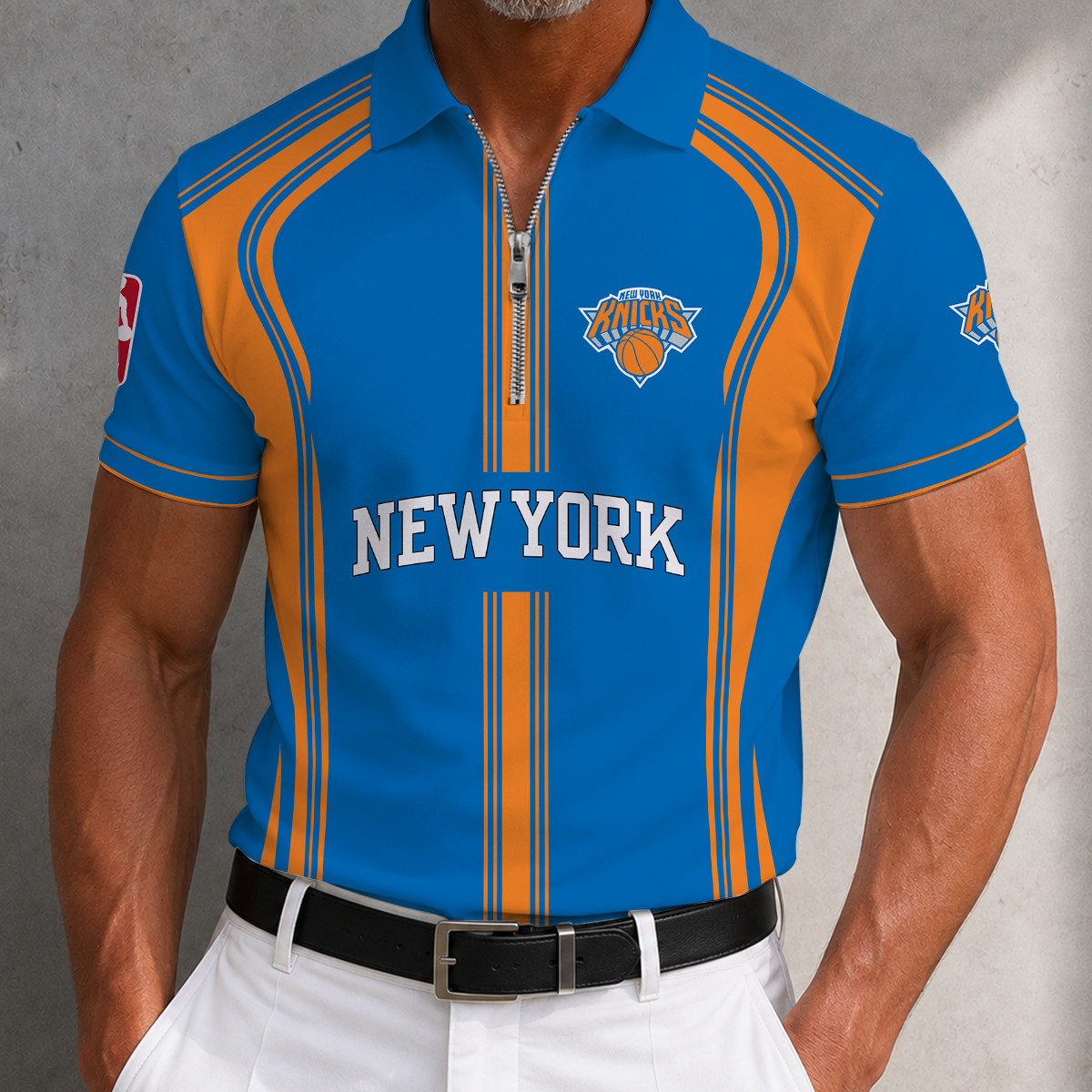 [HOT DEAL] NEW CUSTOMIZED NBA04 NYK NEW YORK KNICKS ZIP POLO SHIRT