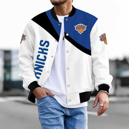 [HOT DEAL] NEW CUSTOMIZED NBA04 NYK NEW YORK KNICKS BASEBALL JACKET, SATIN VARSITY JACKET
