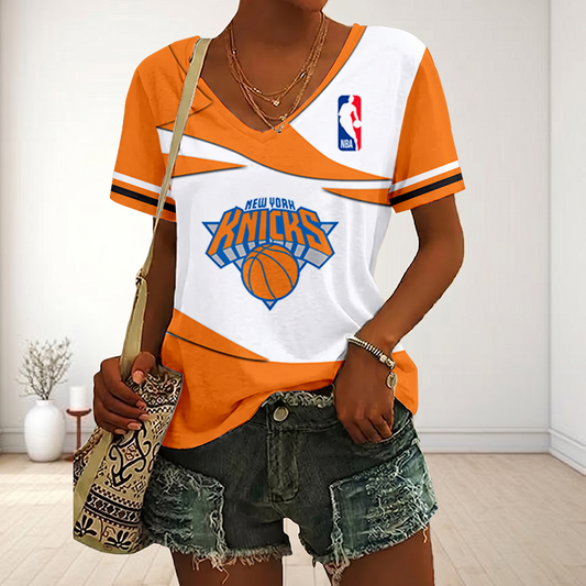 [HOT DEAL] NEW CUSTOMIZED NBA04 NYK NEW YORK KNICKS V-NECK FEMALE SHIRT