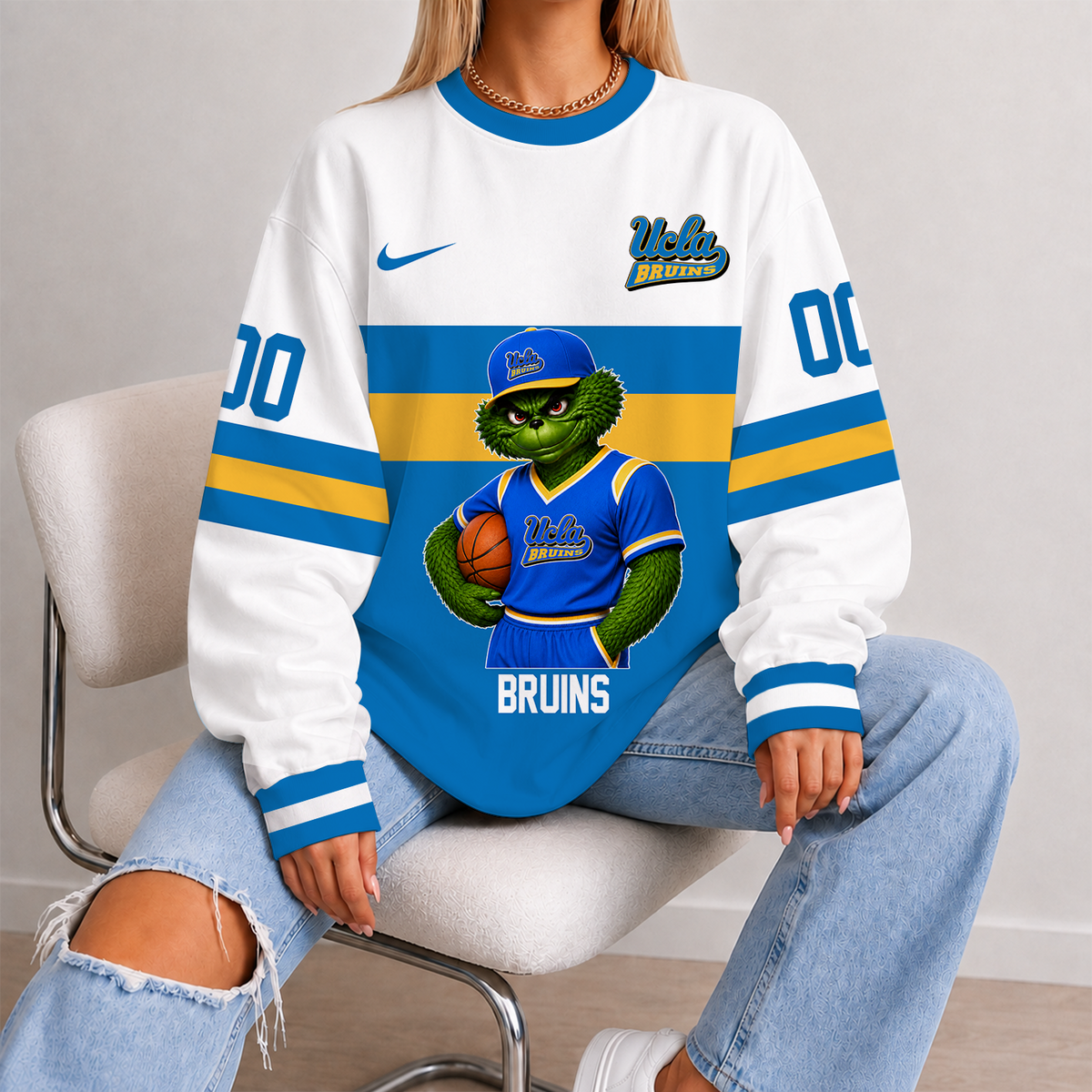 [FAN FAVORITE] NEW CUSTOMIZED NCAA MAM04 UCB UCLA BRUINS STRAPPY UNISEX SWEATSHIRT