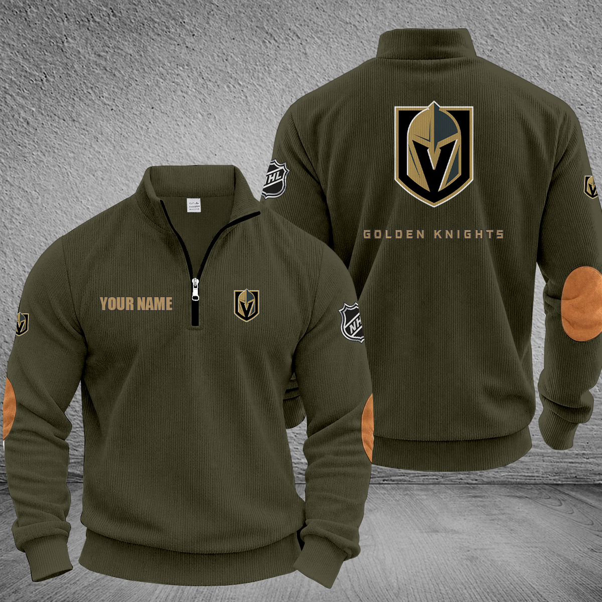 [SUPER SALE] NEW CUSTOMIZED NHL04 VGK VEGAS GOLDEN KNIGHTS MULTICOLOR STRIPED QUATER ZIP SWEATSHIRT