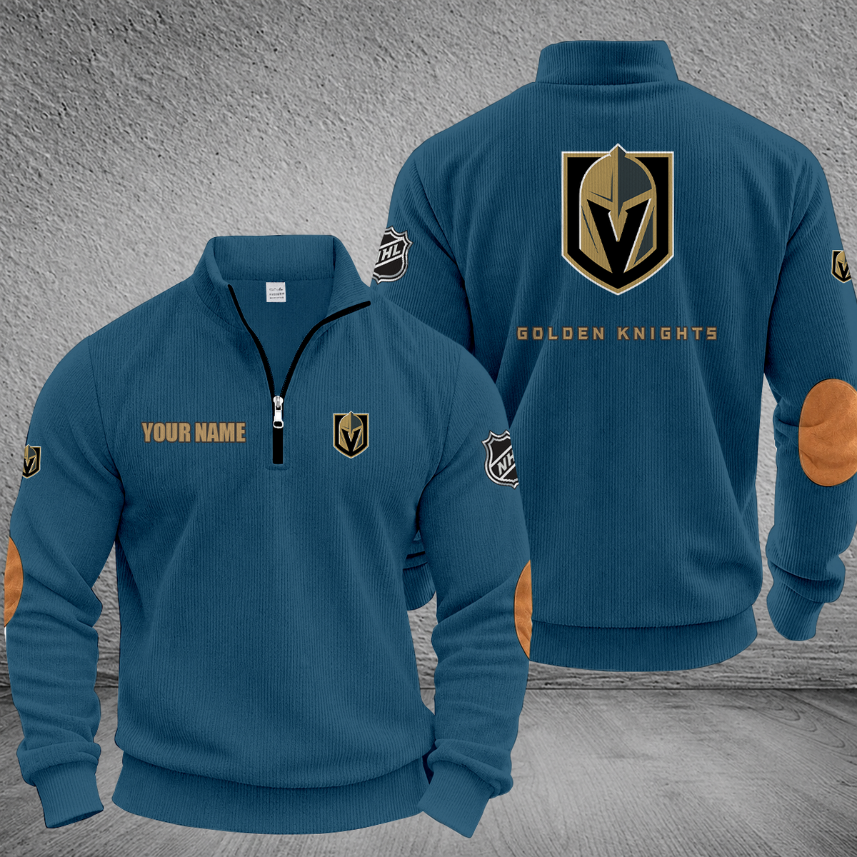 [SUPER SALE] NEW CUSTOMIZED NHL04 VGK VEGAS GOLDEN KNIGHTS MULTICOLOR STRIPED QUATER ZIP SWEATSHIRT