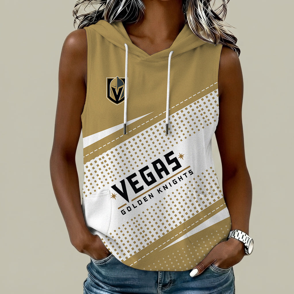 [SUPER SALE] NEW CUSTOMIZED NHL04 VGK VEGAS GOLDEN KNIGHTS WOMEN'S SLEEVELESS HOODED POCKET TANK TOP