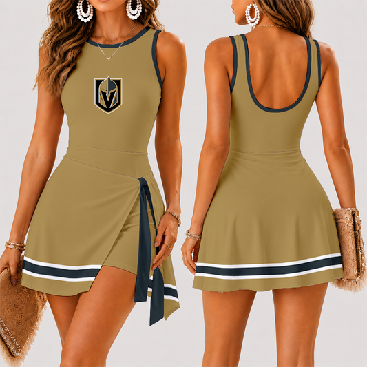 [SUPER SALE] NEW CUSTOMIZED NHL04 VGK VEGAS GOLDEN KNIGHTS WOMEN'S SUMMER SKORT DRESS