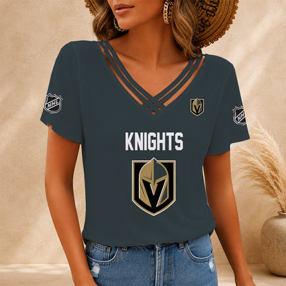 [SUPER SALE] NEW CUSTOMIZED NHL04 VGK VEGAS GOLDEN KNIGHTS V-NECK SHIRT