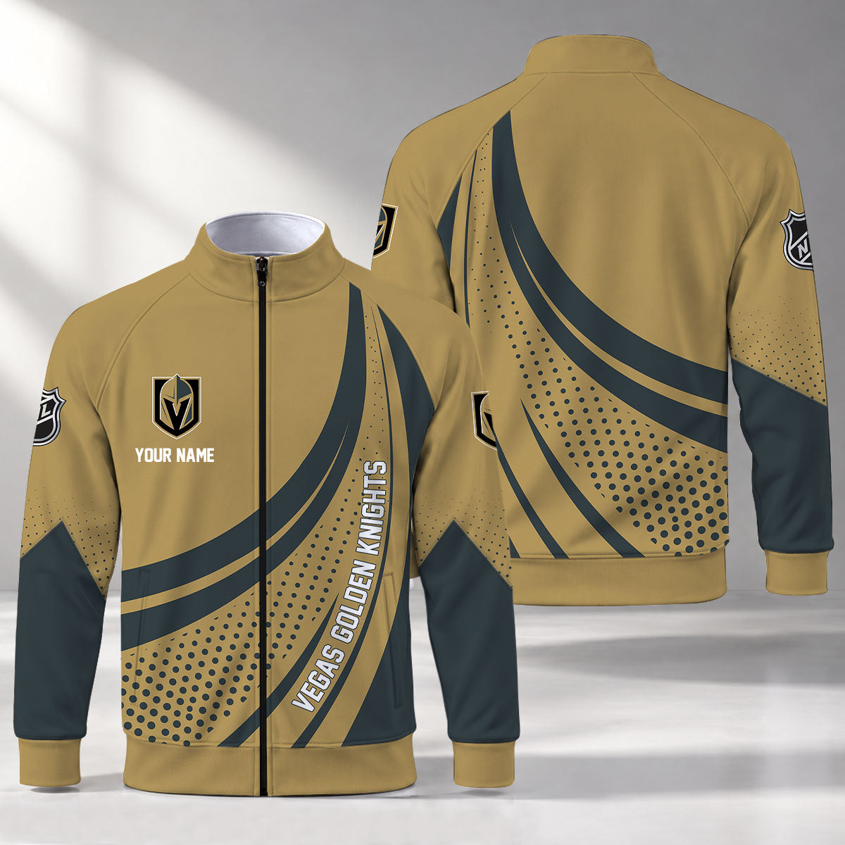 [SUPER SALE] NEW CUSTOMIZED NHL04 VGK VEGAS GOLDEN KNIGHTS STAND COLLAR JACKET