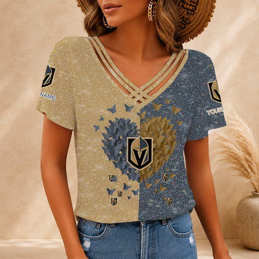 [SUPER SALE] NEW CUSTOMIZED NHL04 VGK VEGAS GOLDEN KNIGHTS V-NECK SHIRT