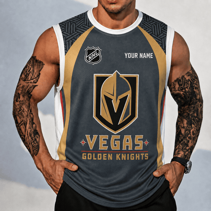 [SUPER SALE] NEW CUSTOMIZED NHL04 VGK VEGAS GOLDEN KNIGHTS TANK TOP & GYM SHIRT