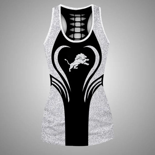 [SPECIAL OFFER] NEW CUSTOMIZED NFL04 DTL DETROIT LIONS HOLLOW TANK TOP & LEGGINGS SET