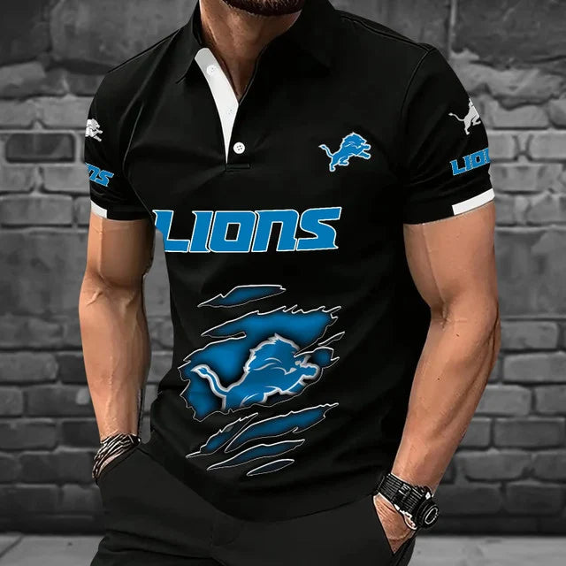[SPECIAL OFFER] NEW CUSTOMIZED NFL04 DTL DETROIT LIONS POLO SHIRT