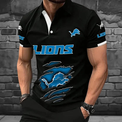 [SPECIAL OFFER] NEW CUSTOMIZED NFL04 DTL DETROIT LIONS POLO SHIRT