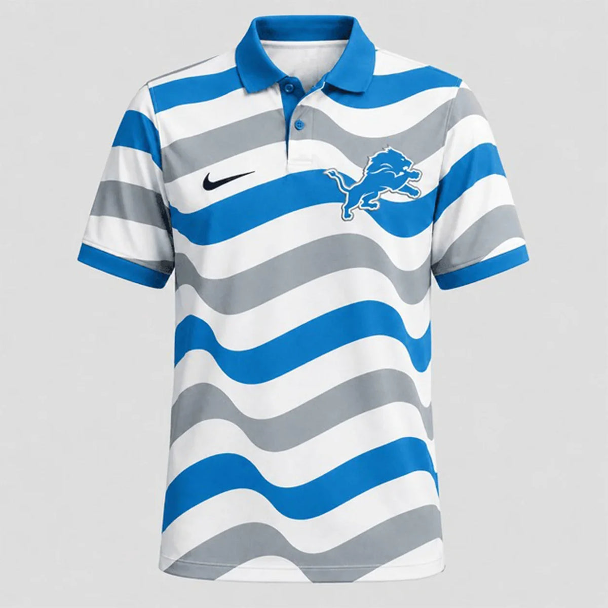 [SPECIAL OFFER] NEW CUSTOMIZED NFL04 DTL DETROIT LIONS STRIPED POLO SHIRT