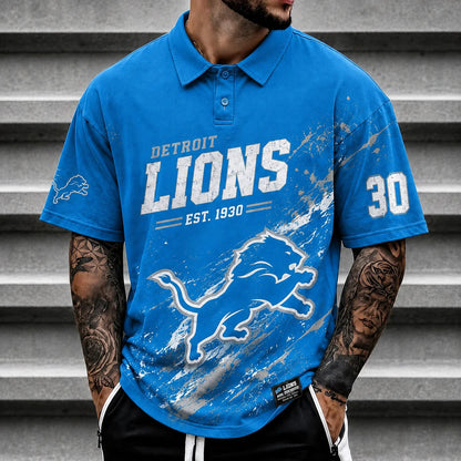 [SPECIAL OFFER] NEW CUSTOMIZED NFL04 DTL DETROIT LIONS POLO SHIRT