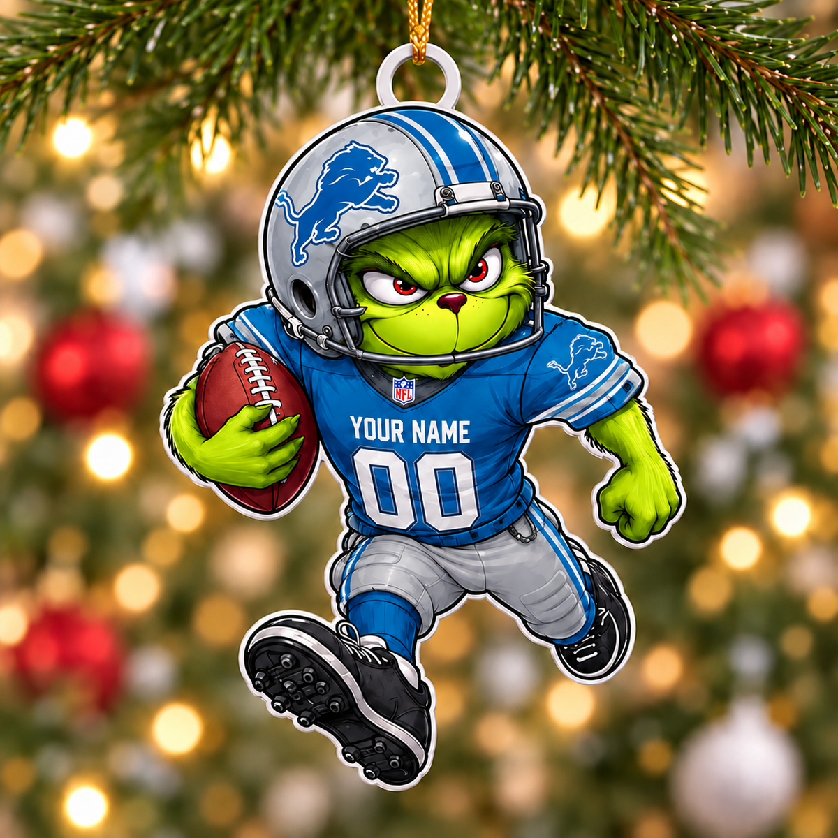 [SPECIAL OFFER] NEW CUSTOMIZED NFL04 DTL DETROIT LIONS CHRISTMAS ACRYLIC ORNAMENT