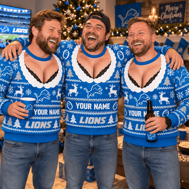 [SPECIAL OFFER] NEW CUSTOMIZED NFL04 DTL DETROIT LIONS FUNNY CHRISTMAS UNISEX SWEATSHIRT