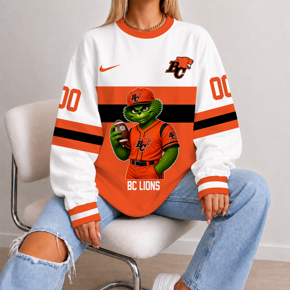 [FAN EXCLUSIVE] NEW CUSTOMIZED CFL05 BCL BC LIONS STRAPPY UNISEX SWEATSHIRT