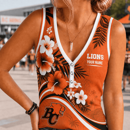 [FAN EXCLUSIVE] NEW CUSTOMIZED CFL05 BCL BC LIONS WOMEN'S V-NECK TANK TOP
