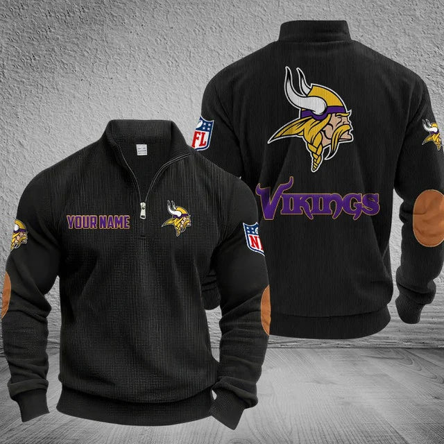 [SPECIAL OFFER] NEW CUSTOMIZED NFL05 MVK MINNESOTA VIKINGS MULTICOLOR STRIPED QUATER ZIP SWEATSHIRT