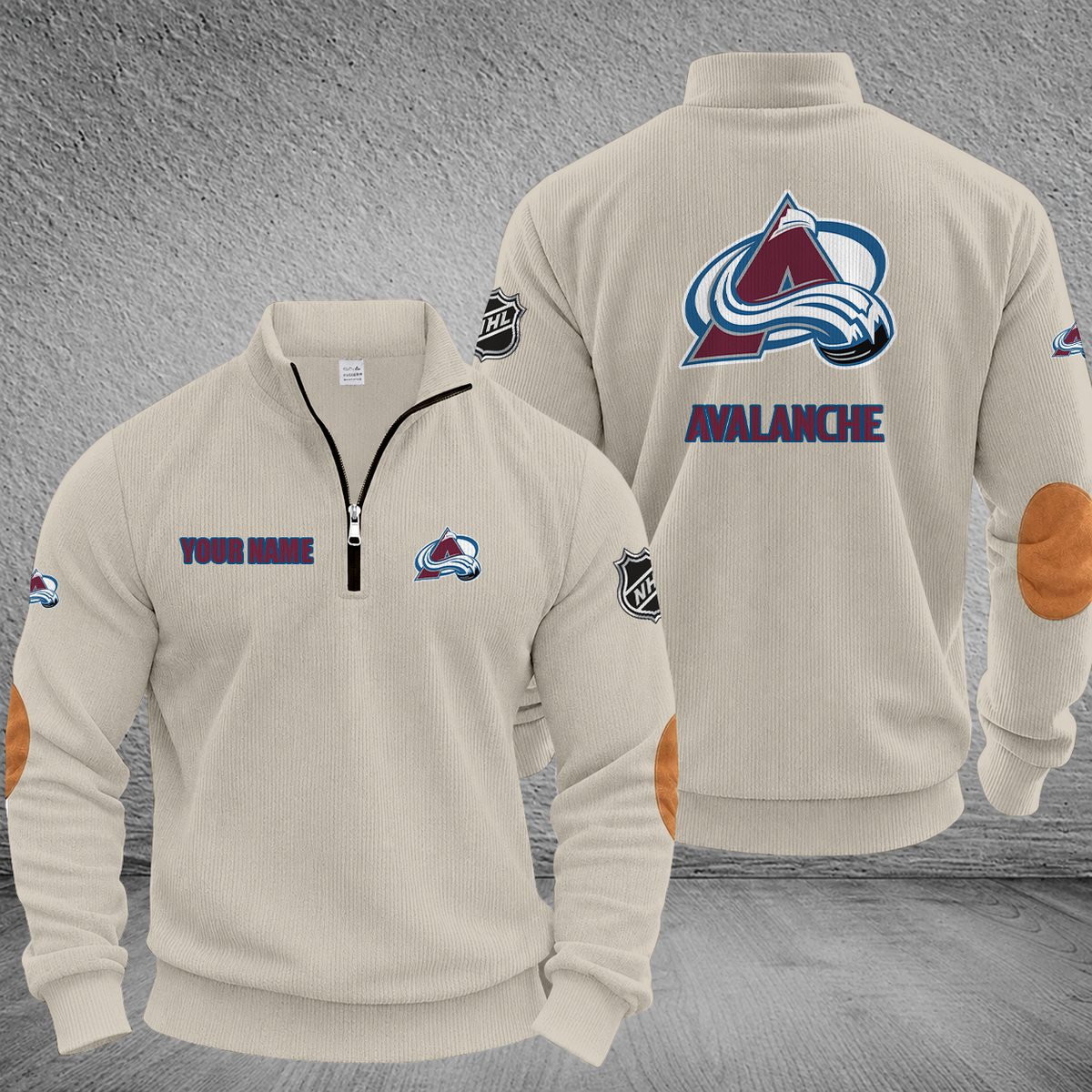 [SUPER SALE] NEW CUSTOMIZED NHL05 CAL COLORADO AVALANCHE MULTICOLOR STRIPED QUATER ZIP SWEATSHIRT