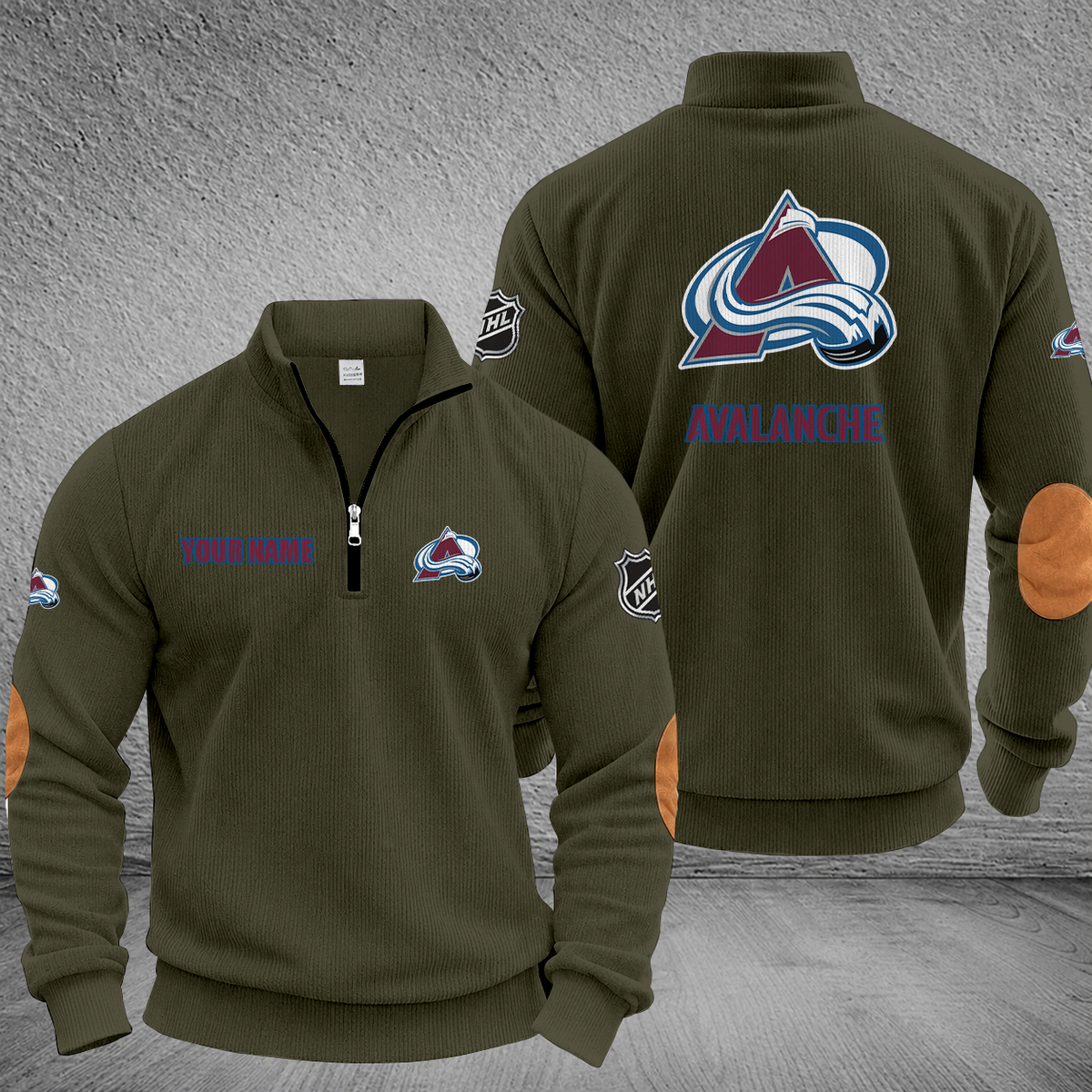 [SUPER SALE] NEW CUSTOMIZED NHL05 CAL COLORADO AVALANCHE MULTICOLOR STRIPED QUATER ZIP SWEATSHIRT