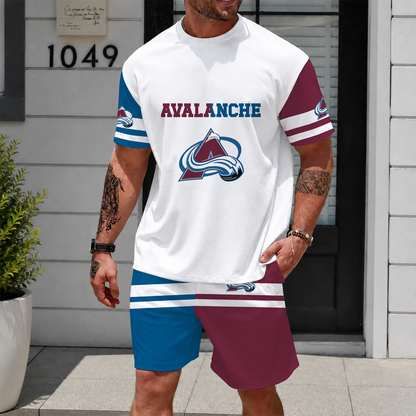 [SUPER SALE] NEW CUSTOMIZED NHL05 CAL COLORADO AVALANCHE UNISEX T-SHIRT & SHORTS SET