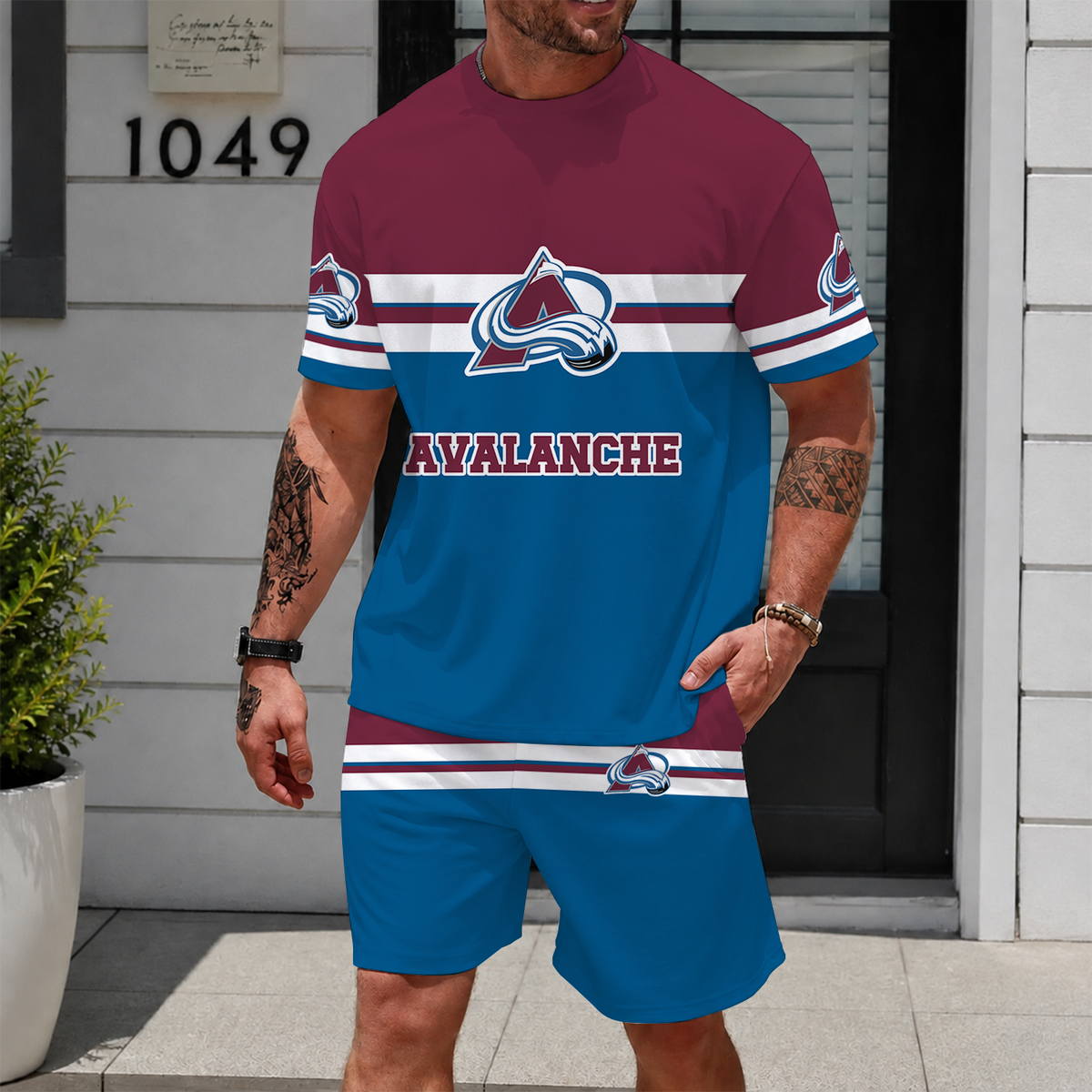[SUPER SALE] NEW CUSTOMIZED NHL05 CAL COLORADO AVALANCHE UNISEX T-SHIRT & SHORTS SET