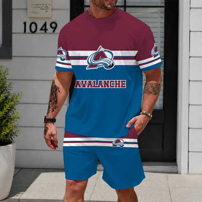 [SUPER SALE] NEW CUSTOMIZED NHL05 CAL COLORADO AVALANCHE UNISEX T-SHIRT & SHORTS SET