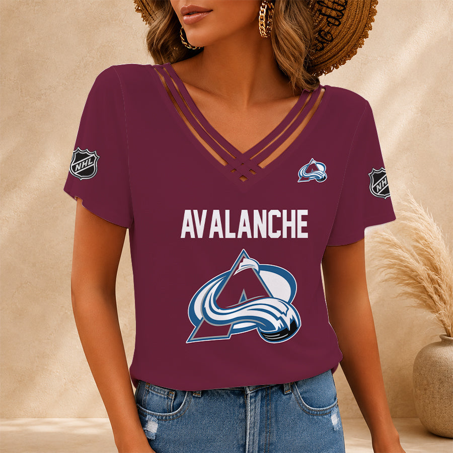 [SUPER SALE] NEW CUSTOMIZED NHL05 CAL COLORADO AVALANCHE V-NECK SHIRT