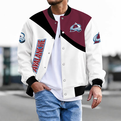 [SUPER SALE] NEW CUSTOMIZED NHL05 CAL COLORADO AVALANCHE SATIN VARSITY JACKET & BASEBALL JACKET