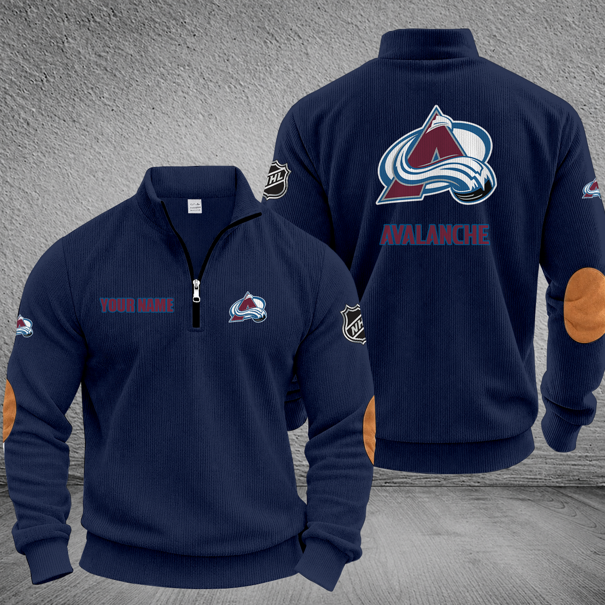 [SUPER SALE] NEW CUSTOMIZED NHL05 CAL COLORADO AVALANCHE MULTICOLOR STRIPED QUATER ZIP SWEATSHIRT