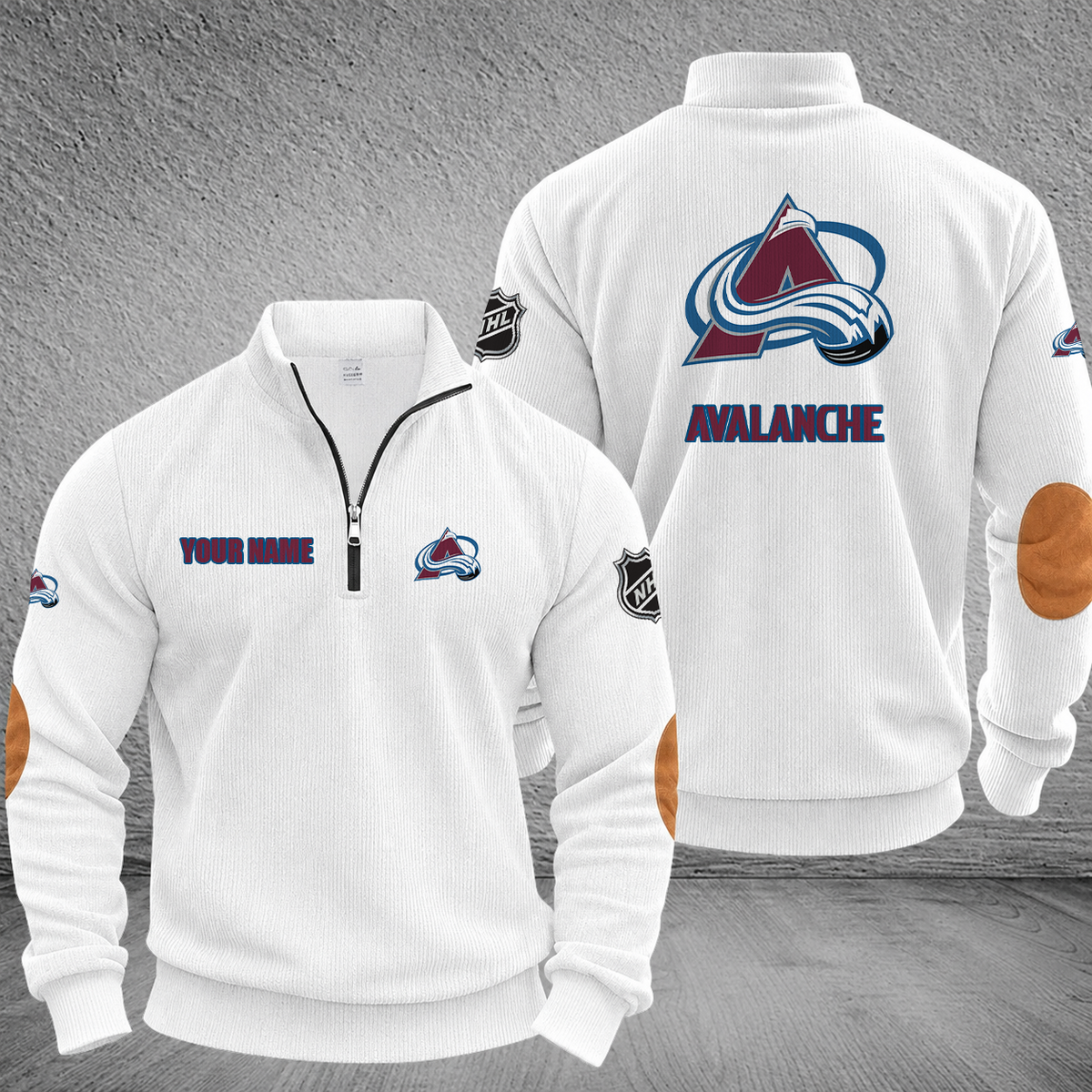 [SUPER SALE] NEW CUSTOMIZED NHL05 CAL COLORADO AVALANCHE MULTICOLOR STRIPED QUATER ZIP SWEATSHIRT