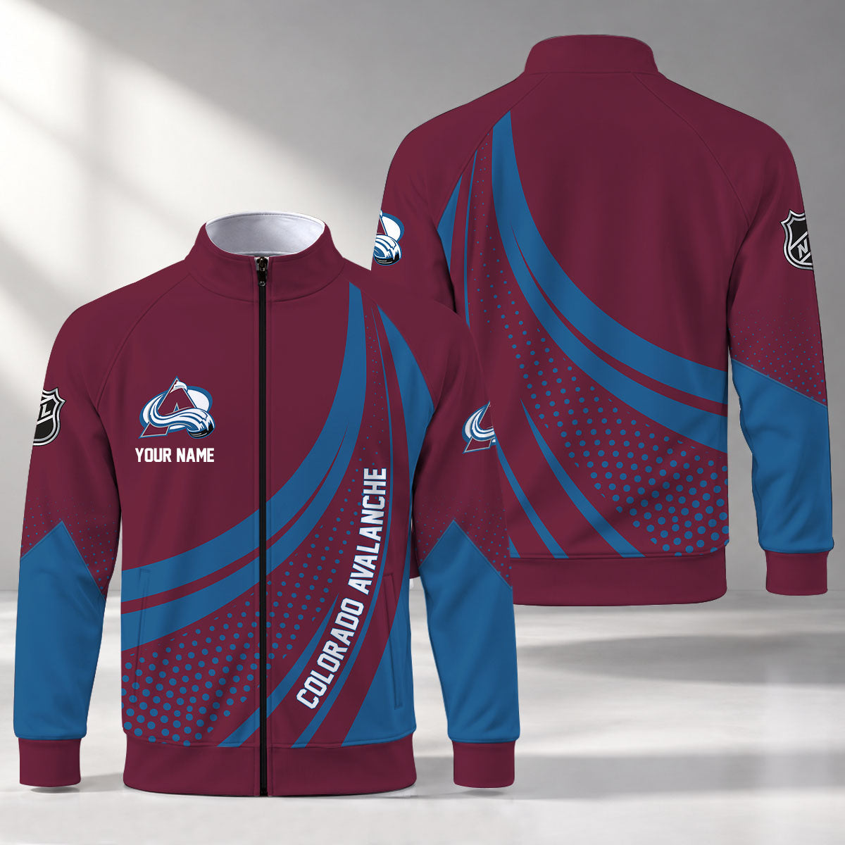 [SUPER SALE] NEW CUSTOMIZED NHL05 CAL COLORADO AVALANCHE STAND COLLAR JACKET